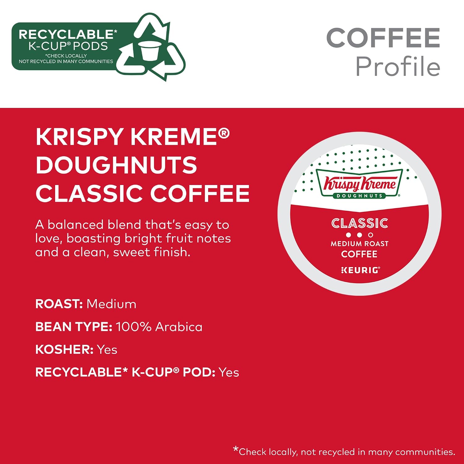 Krispy Kreme Classic Coffee, Keurig Single Serve K-Cup Pods, Medium Roast, 96 Count