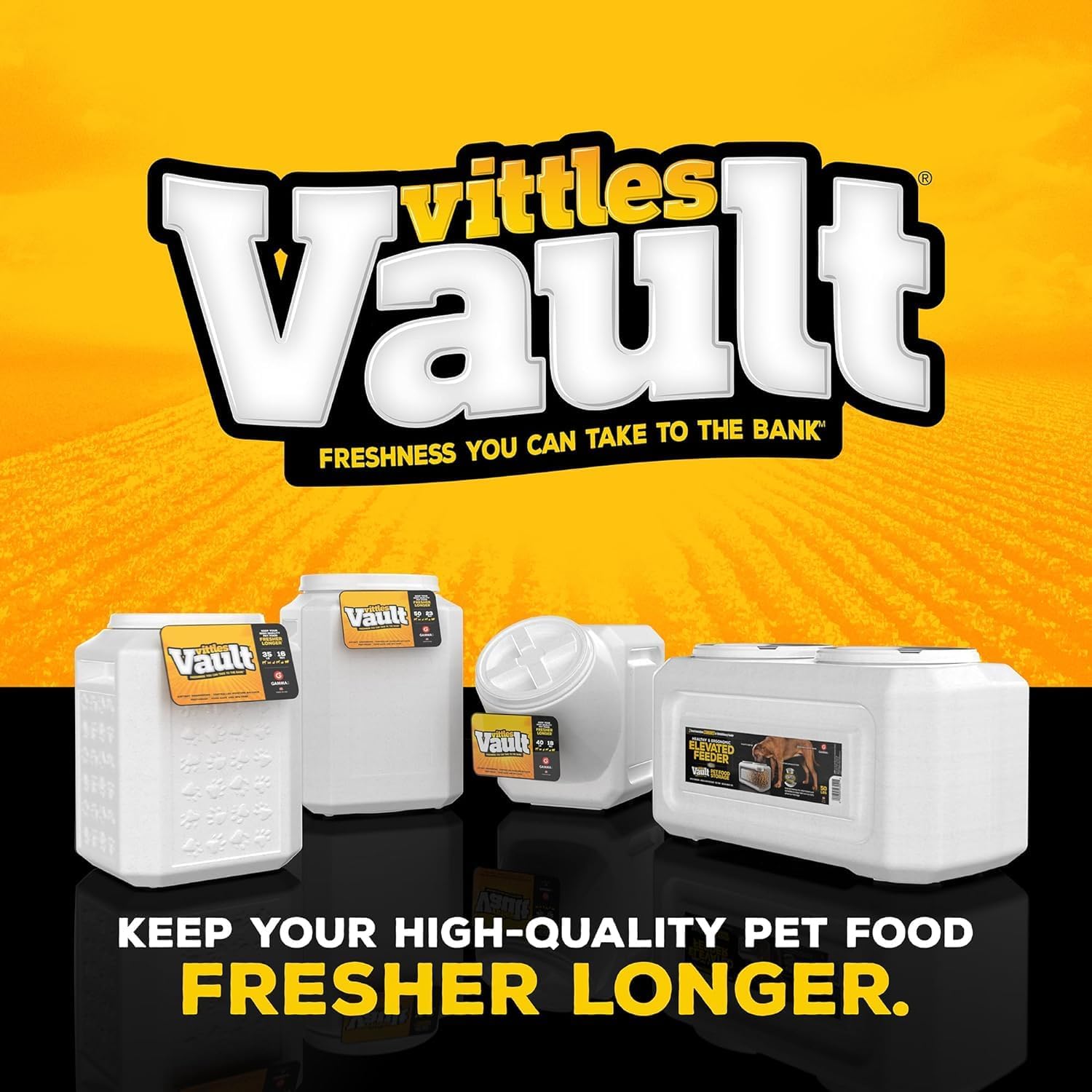 Gamma2 Vittles Vault Pet Food Storage Containers - Sealed Dog and Cat Food Storage Container, Fits up to 25lbs, Made in the USA - [12"L x 13.75"H] | Made in USA, 12 inch long by 13.75 inch tall, airtight lid keeps kibble fresh and pests out, a durable pa…