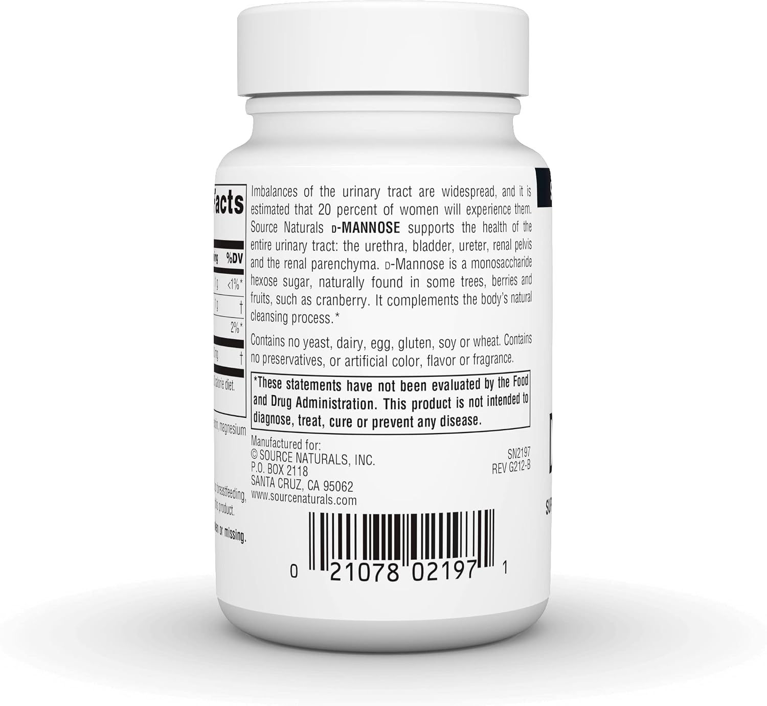 Source Naturals, D-Mannose - 500mg - 30 Capsules | Supports Urinary Tract & Bladder Health
