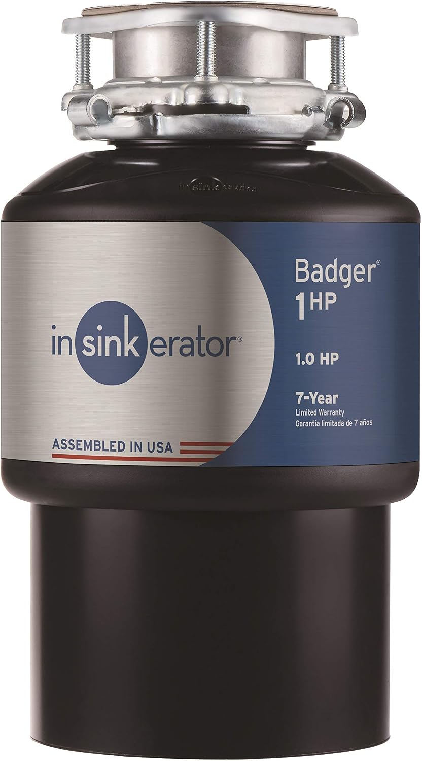 InSinkErator Garbage Disposal, Badger 1 HP, Power Series, 1 HP Continuous Feed,Black