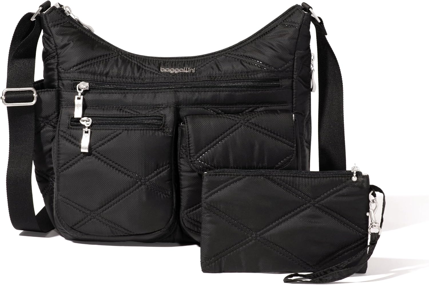 Baggallini womens Everywhere Bagg Crossbody Women 11x9 Lightweight Nylon Hobo Water-resistant Travel Bag W/Rfid