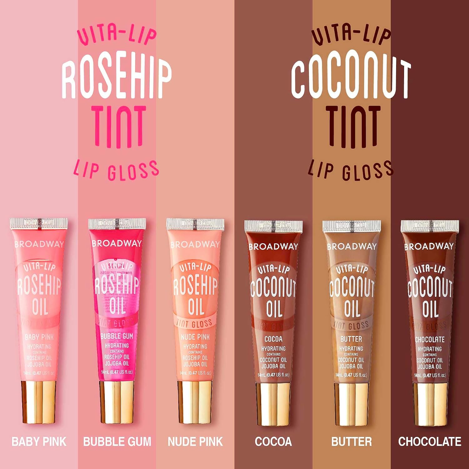 Ruby Kisses Broadway Vita-Lip Clear Lip Gloss (8 Pack), Ultra-Hydrating & Soothing Formula with Vitamins