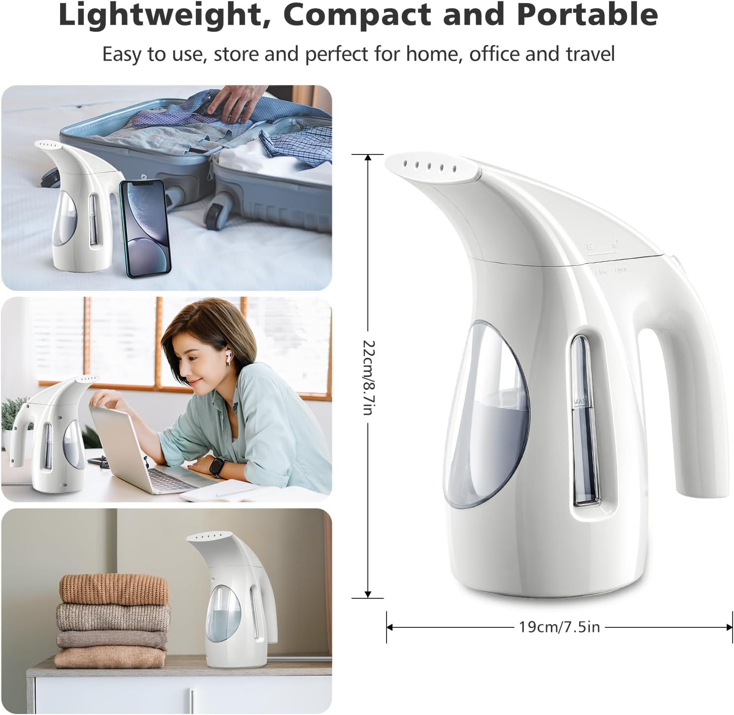 HiLIFE Steamer for Clothes, Portable Handheld Clothing Steamer, 240ml Big Capacity, 700W, Strong Power, Fabric Quick Wrinkle Remover with Brush for Home, Office(ONLY 120V) -Blue