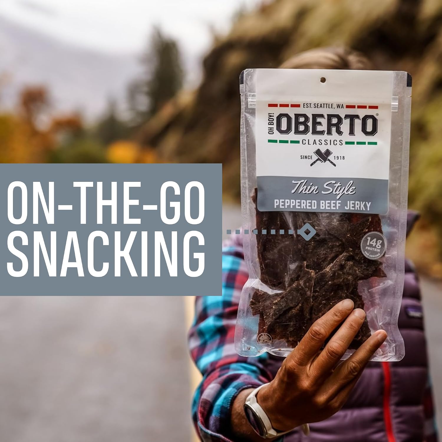 Oh Boy! Oberto Classics Thin Style Peppered Beef Jerky, 1.2 Ounce (Pack of 8)
