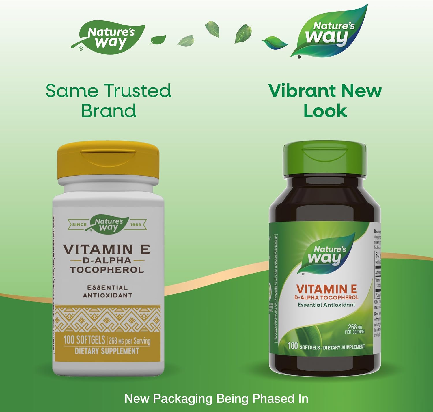 Nature's Way Vitamin E, D-Alpha Tocopherol, Essential Antioxidant, Helps Neutralize Free Radicals*, 268 mg per Serving, 100 Softgels (Packaging May Vary)
