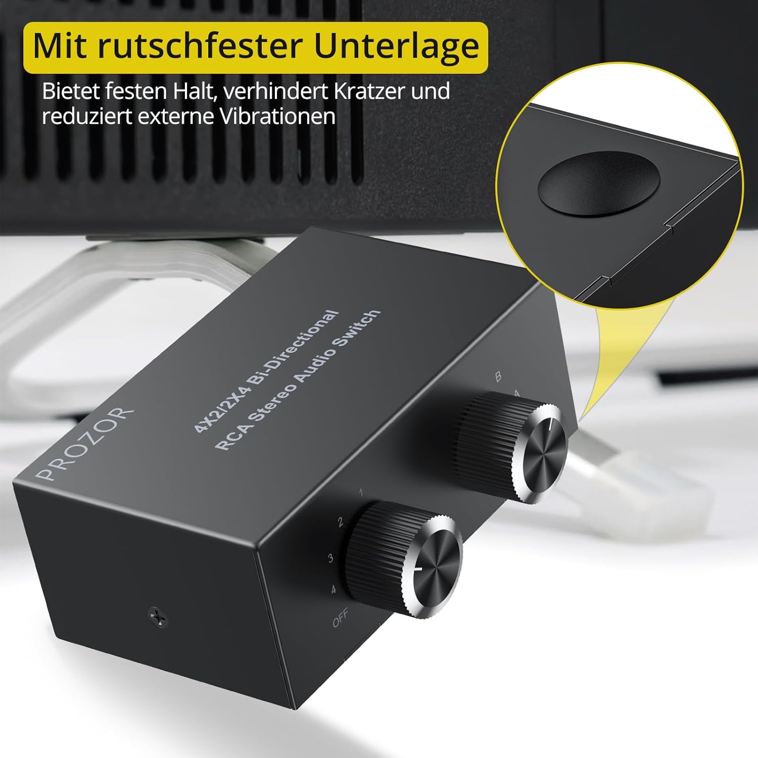 PROZOR RCA Stereo Audio Switcher - 2 in 1 Out R/L Stereo Audio Switch