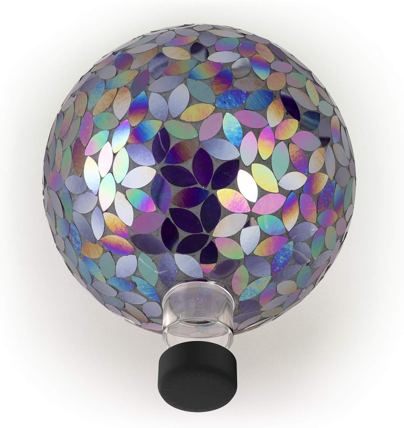 Alpine Corporation 10" Diameter Indoor/Outdoor Glass Mosaic Gazing Globe Yard Decoration, Purple Pearlized Petals Design