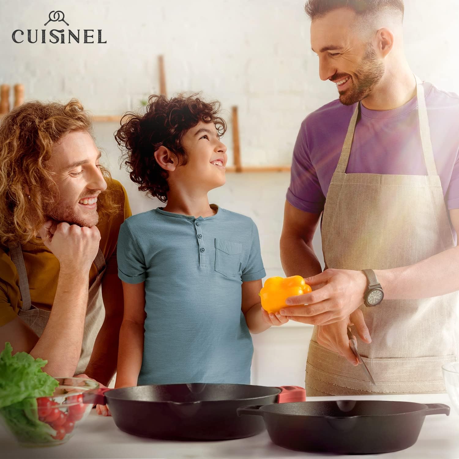 Cuisinel Cast Iron Skillet with Lid - 10"-Inch Pre-Seasoned Frying Pan + Glass Cover + Heat-Resistant Handle Holder - Indoor/Outdoor Use - Grill, Stove, Camp Firepit, Induction - Oven Safe Cookware