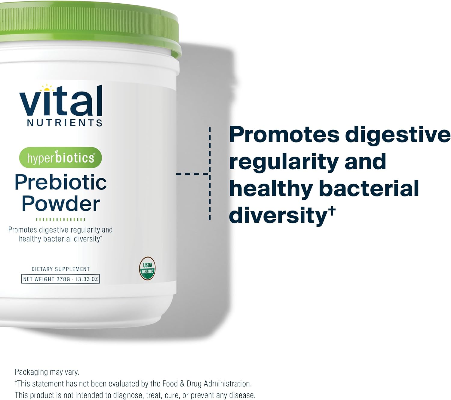 Hyperbiotics Vital Nutrients Organic Prebiotic Fiber Powder | Supports Gut Health and Digestive Regularity | Soluble Fiber Supplement for Women and