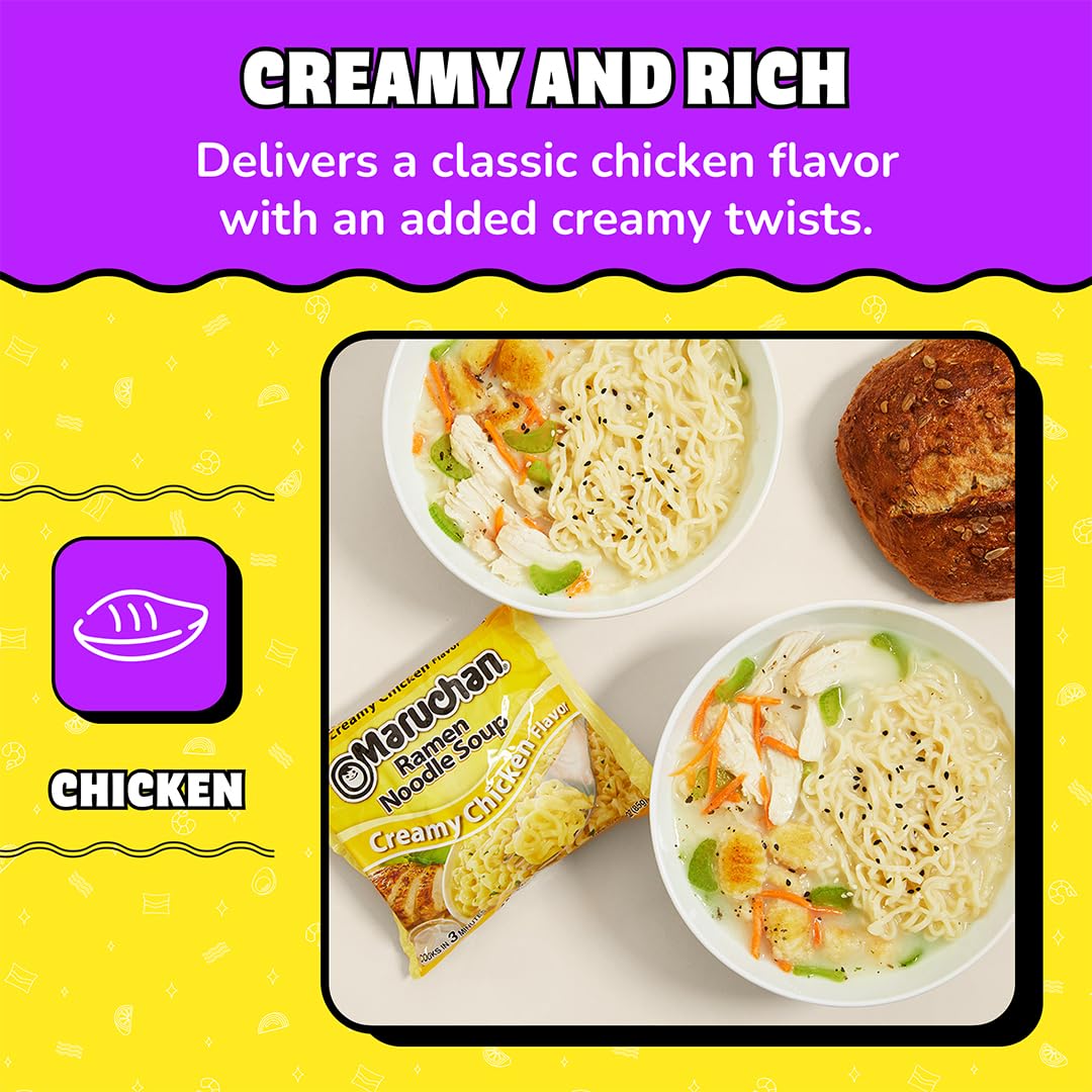 Maruchan Ramen Noodle Soup, Pork Flavor – Japanese-Style Instant Noodles, Quick & Easy Meal for Kids, Students & Busy Families – 3 Oz. (24 Pack)
