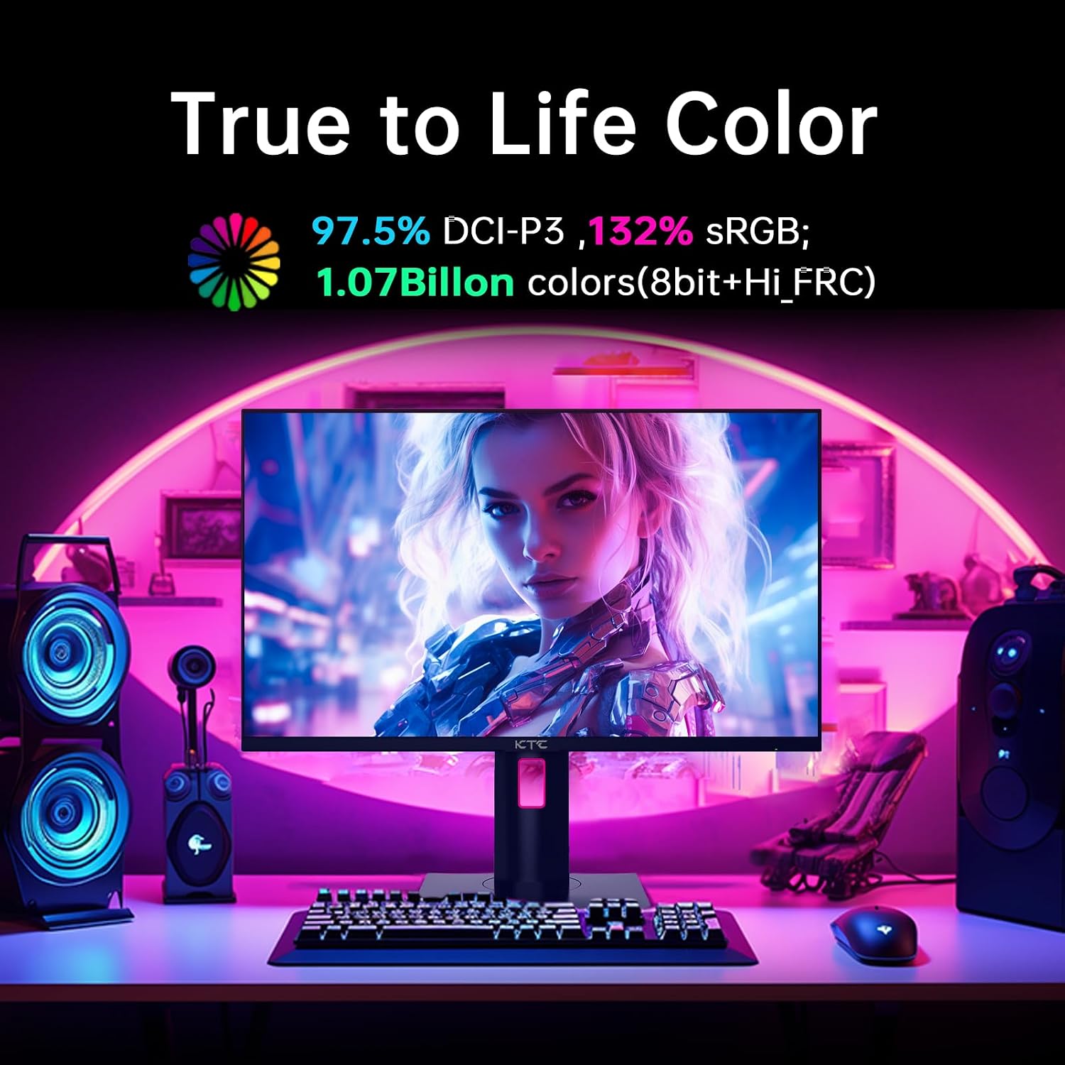 KTC 24.5 Inch Gaming Monitor, 180Hz OC 200Hz Monitor FHD, Fast IPS, H25T7 | 1080P Monitors 1ms, 128% sRGB HDR10, Adaptive Sync, HDMI DP, VESA Tilt Adjustable for Xbox PS5 Switch, HDMI Cable Inc.