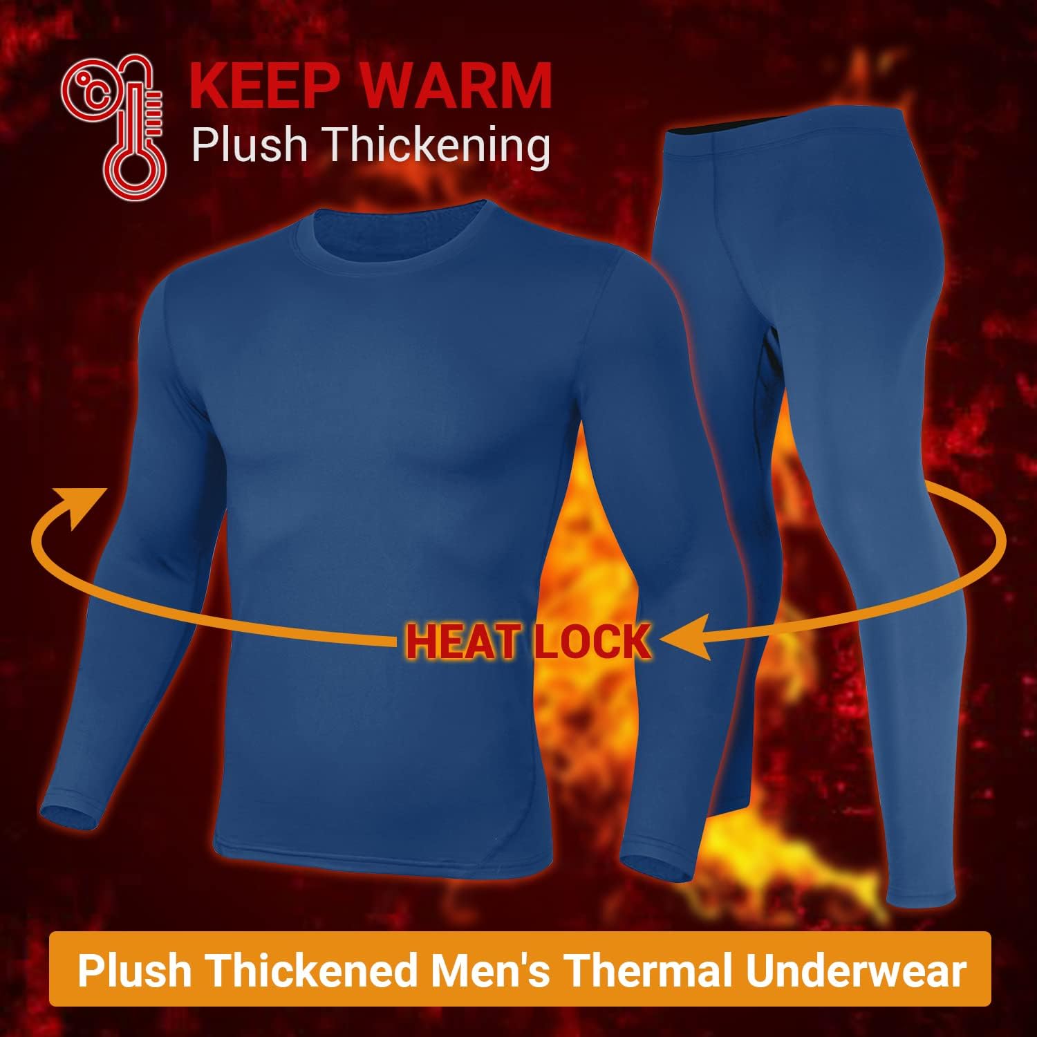 PISIQI Thermal Underwear Men Long Johns Set Ultra-Soft with Fleece Lined Base Layer Winter Skiing Warm Top & Bottom