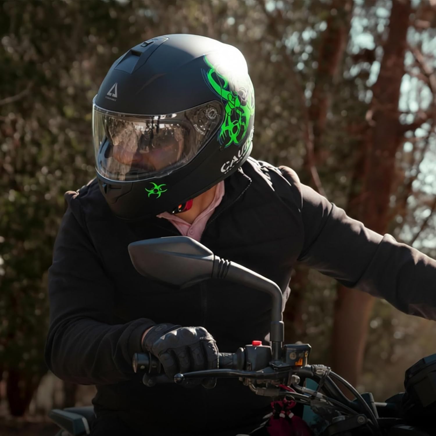 TRIANGLE Full Face Dual Visor Motorcycle Helmet, DOT Approved for Adults | High-Impact Street Bike Headwear with Smoked Inner Shield, Fast Buckle Strap & Breathable Comfort Padding for street riding