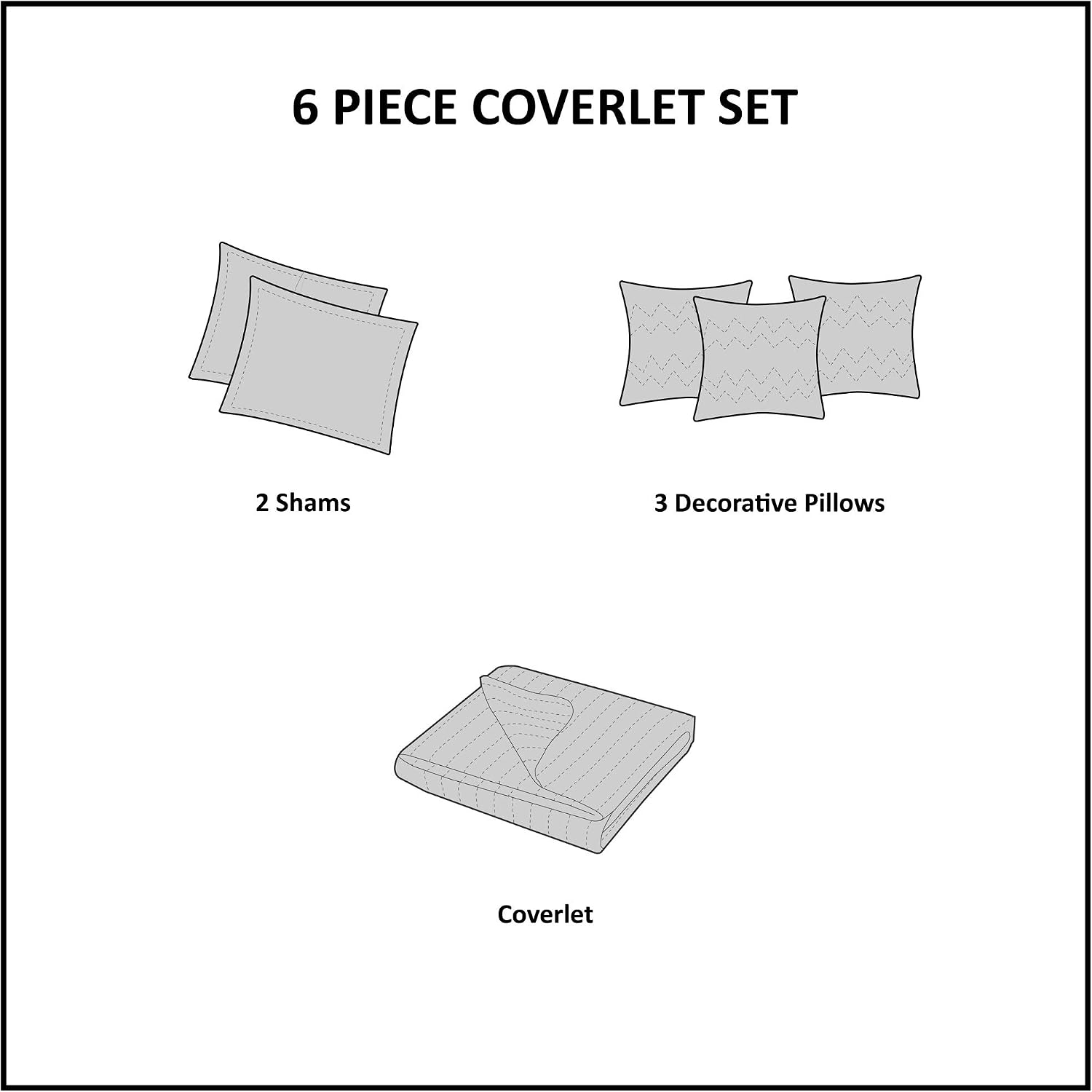 Madison Park Cotton Casual Floral Quilt Set, 6PC Full/Queen Coverlet | Channel Stitching Design, All Season, Lightweight Coverlet Bedspread Bedding, Shams, Decorative Pillows, Taupe Grey/Purple