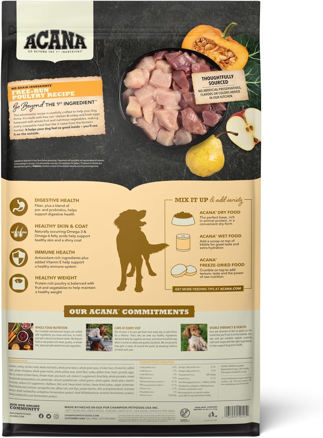 ACANA Grain Free Dry Dog Food Red Meat Recipe 4.5lb. Bag | Freeze Dried, Grain Free, High Protein, Made in the USA, Omega-3 Fatty Acids, Digestive Health, Global Quality Ingredients