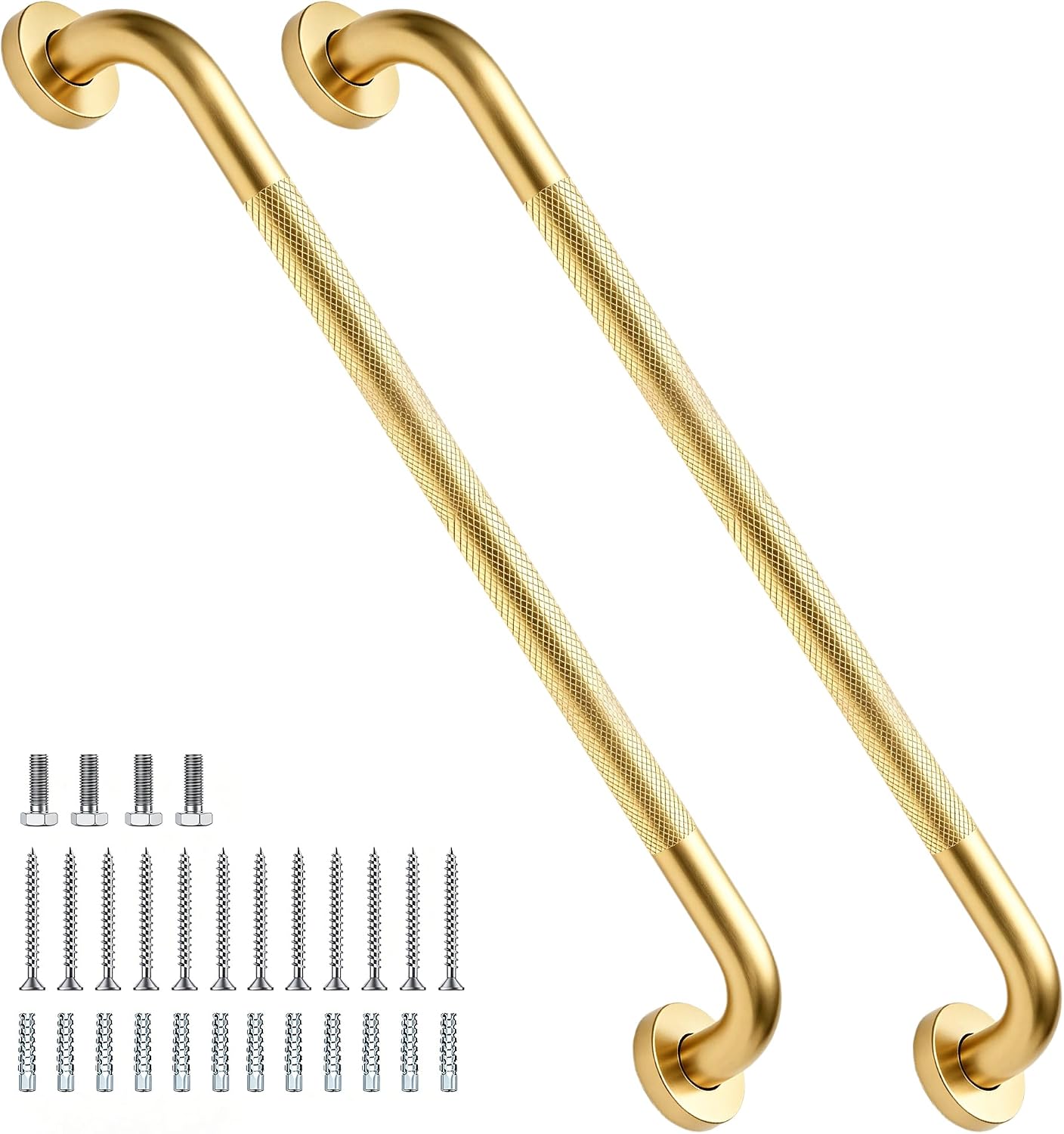 12 Inch Shower Grab Bar 1.25" Dia,Brushed Nickel Anti Slip Bathroom Grab Bar, 304 Stainless Steel Knurled Handicap Grab Bars, Safety Support Handrail,Bath Shower Handle for Elderly Injury Senior