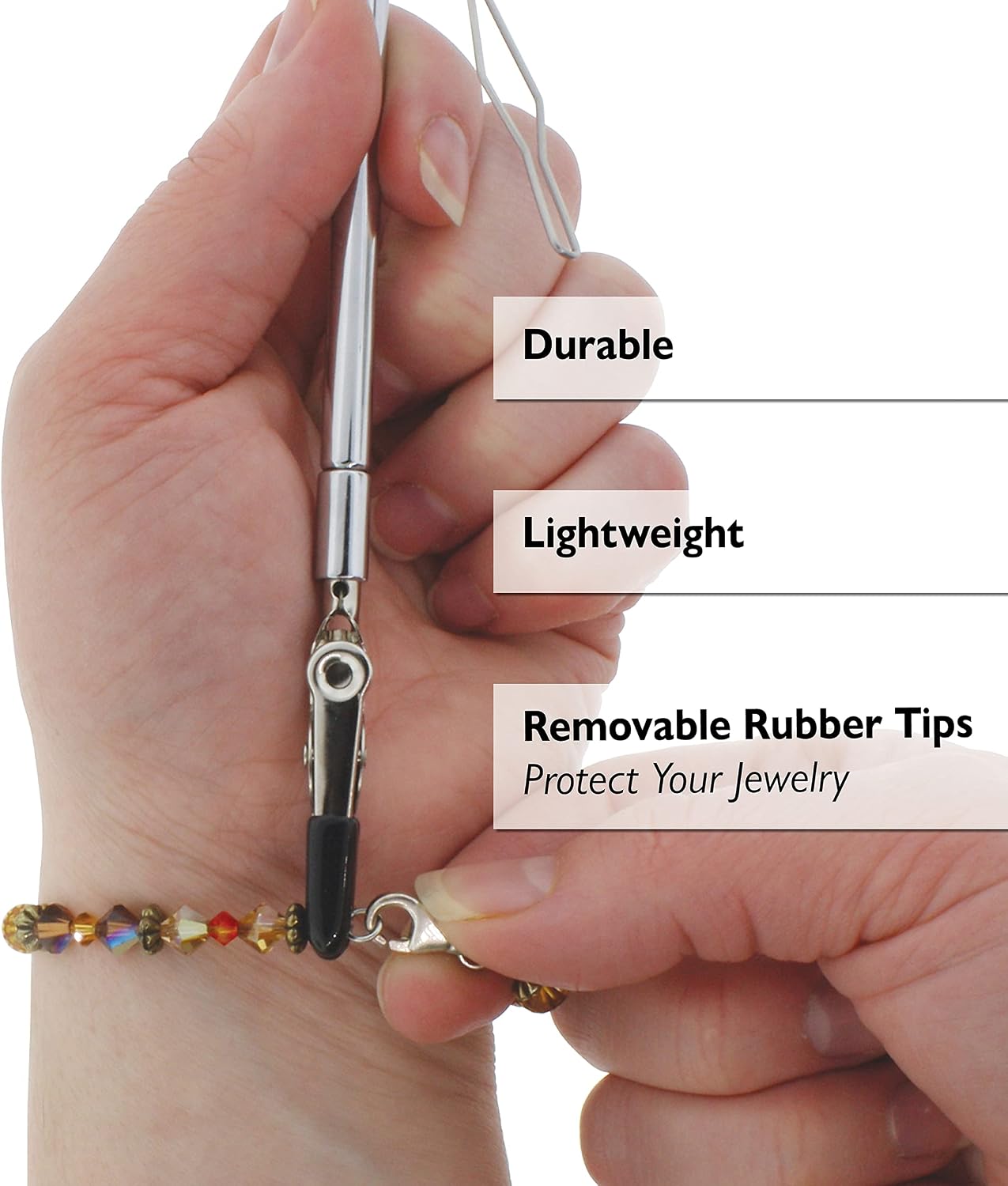 The Beadsmith EZ-Hook 3-in-1 Fastening Tool – Bracelet Fastener, Zipper Pull & Button Looper, Jewelry Aid for One-Handed Use, Ideal for Necklaces