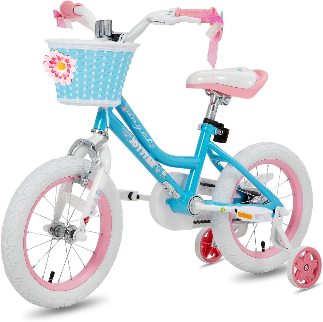 JOYSTAR Angel Girls Bike for Toddlers and Kids Ages 2-12 Years | 12-20 Inch Kids Bike with Training Wheels & Basket, 20 24“ Bicycle with Kickstand