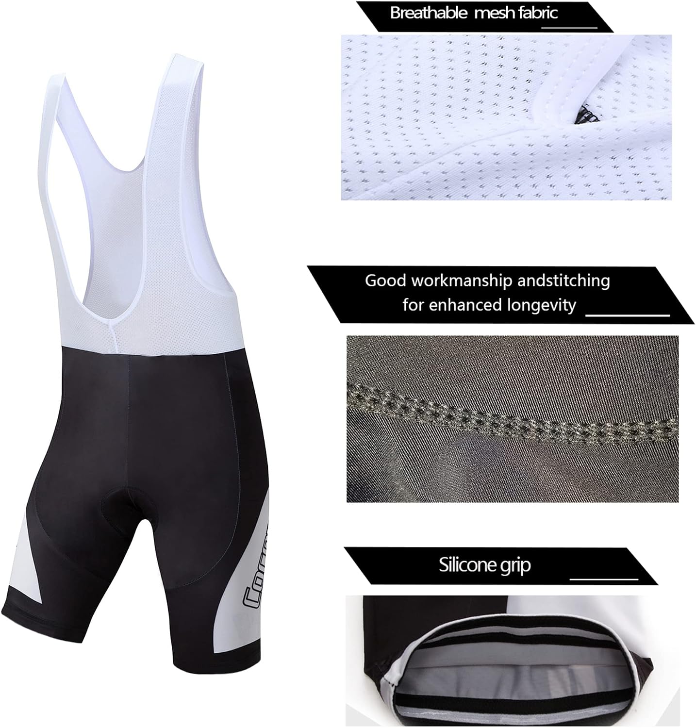 Coconut Ropamo CR Men's Cycling Jersey Set Road Bike Jersey Zipper Pocket Bib Shorts with 4D Padded Cycling Clothing Set