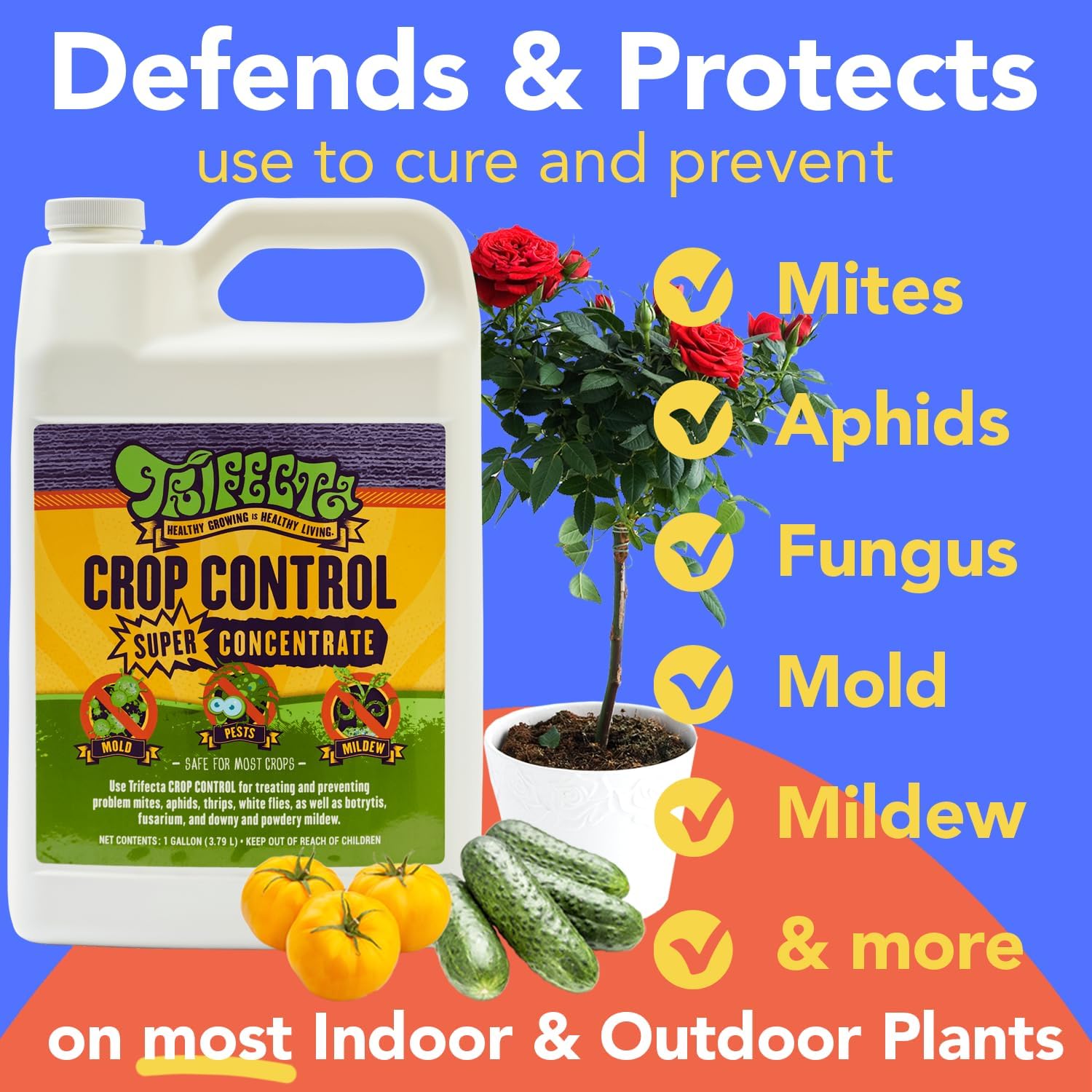 Trifecta Crop Control Super Concentrate | 4 oz | All-in-One Pesticide, Fungicide, Miticide And Insecticide | For Spider Mites, Mildew, Mold And Botrytis