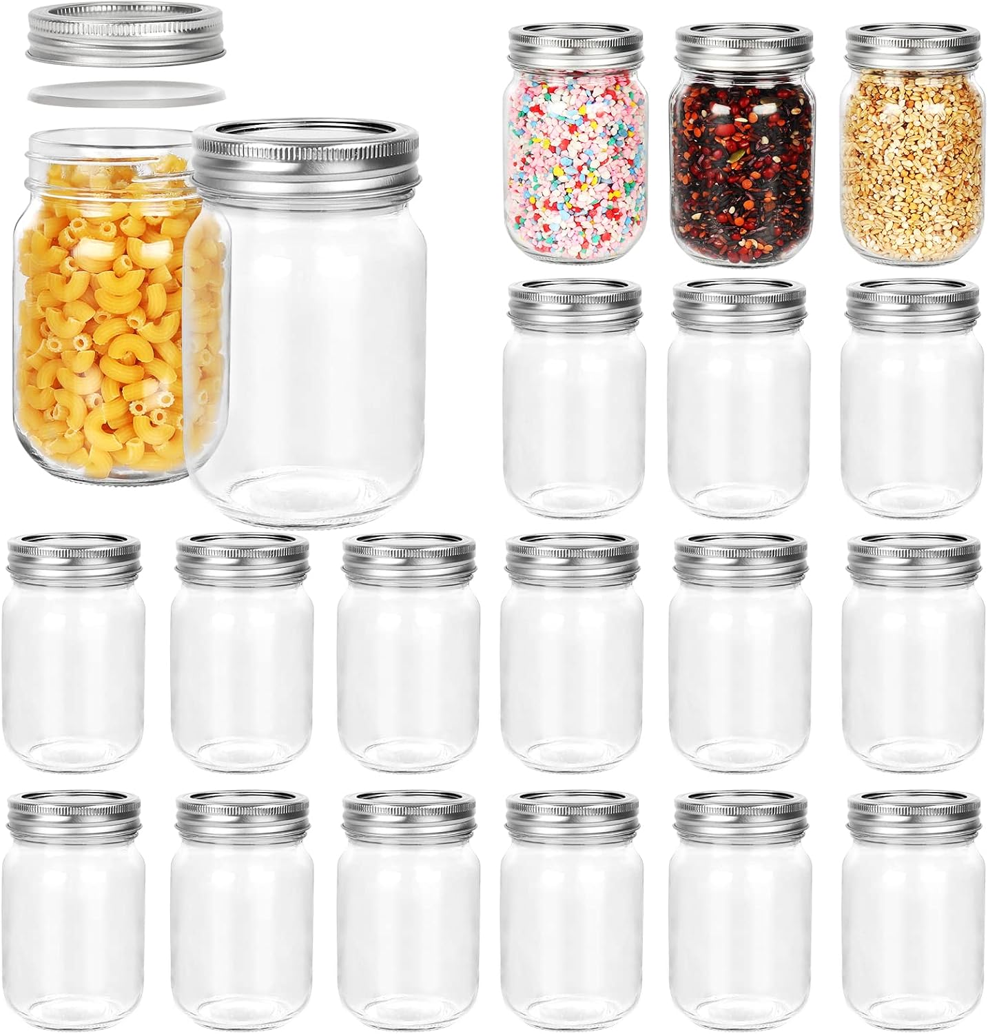 Betrome 24 Pack 4 oz Glass Mason Jars, Canning Jars with Regular Lids | 120ml Glass Storage Containers for Overnight Oats, Jam, Jelly,Honey, Beans, Spice, Wedding Party Favors, Shower Favors