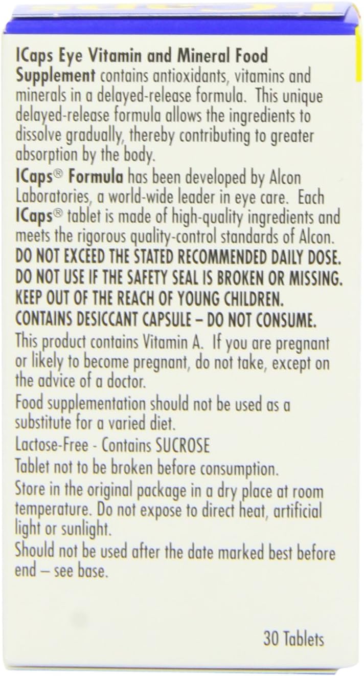 I-Caps Lutein and Zeaxanthin Dietary Supplement for Healthy Eyes 30 Tablets