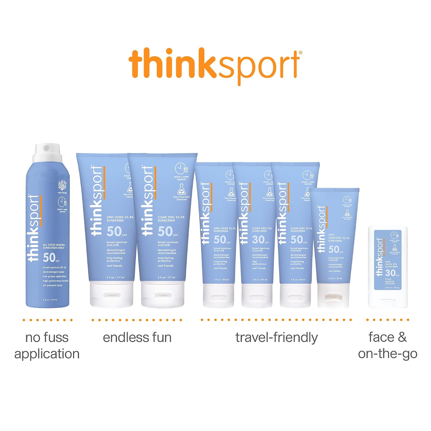 Thinksport Mineral Sunscreen SPF 50+ Zinc Oxide, Water Resistant, 3 Fl Oz