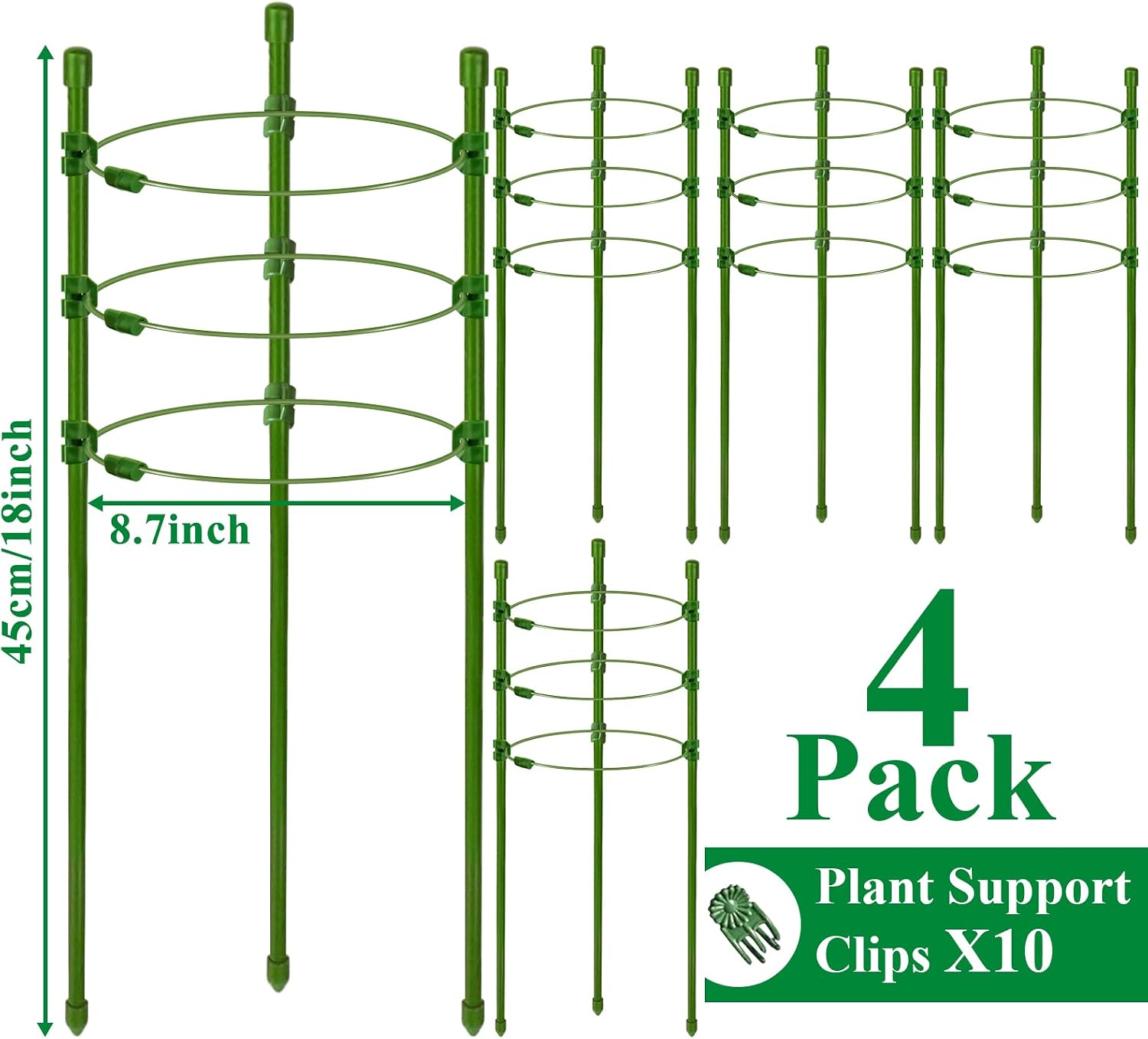 Legigo 3 Packs Plant Support Cages Tomato Cage for Garden- 18 Inch Adjustable Garden Cucumber Trellis Plant Stakes