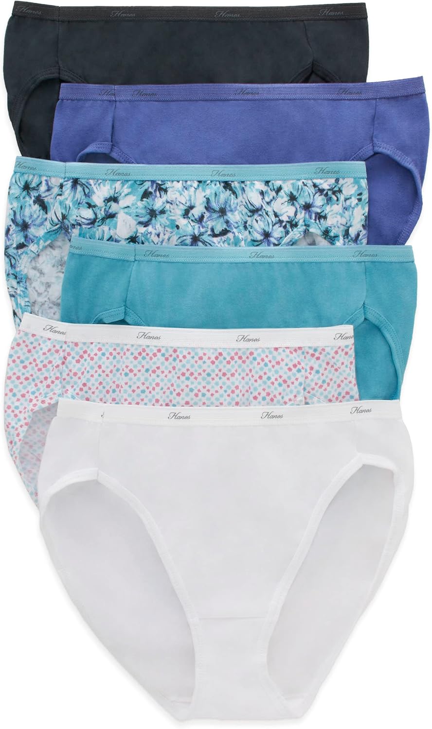 Hanes women's Hi-Cut Panties Pack, Lightweight Cotton Hi-Cuts, 6-Pack (Retired, Colors May Vary)