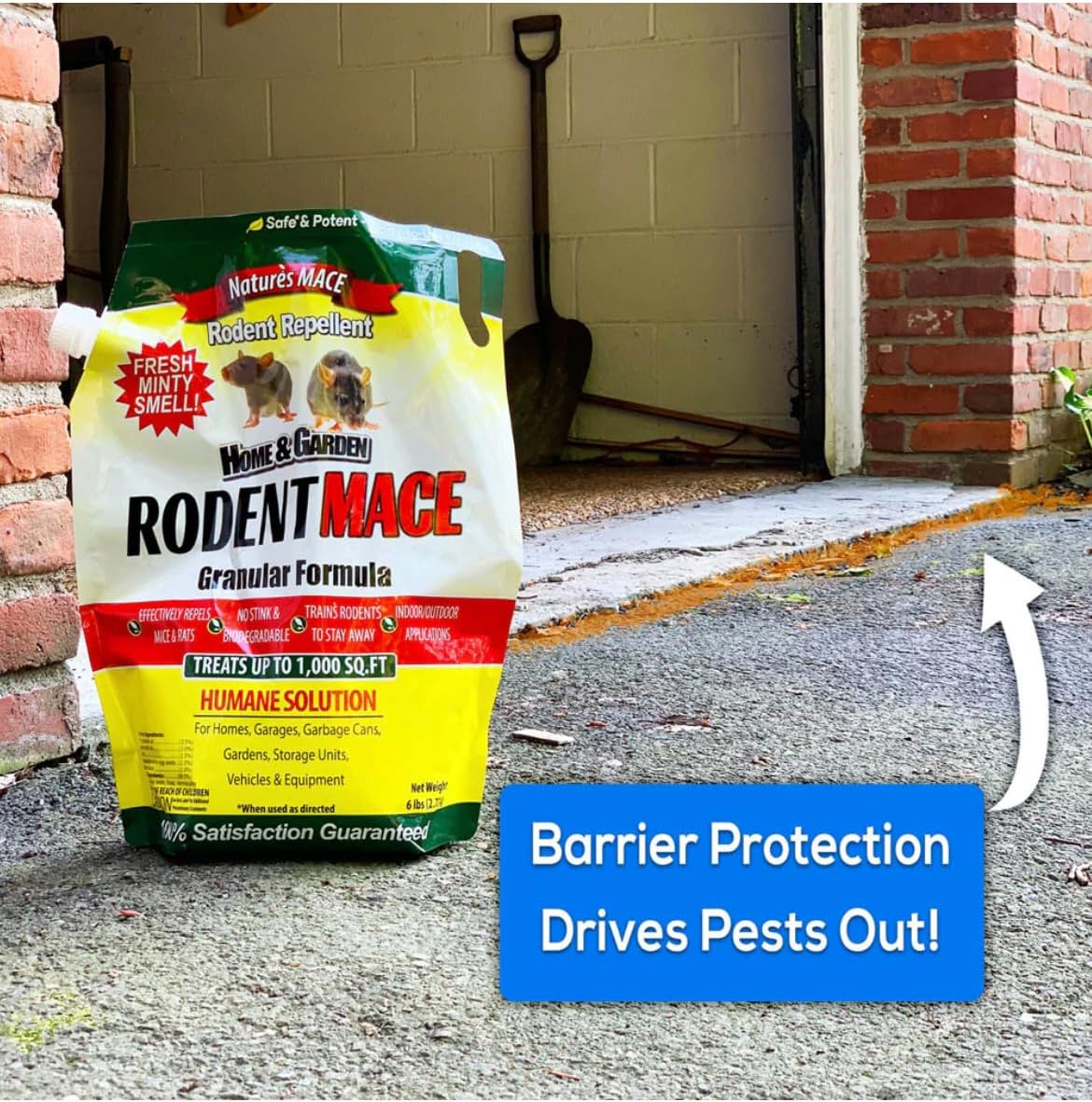 Nature’s MACE Rodent Repellent 22lb, Rodent Repellent Granules for Indoor & Outdoor, Mouse and Rat Prevention, for Garage, Attic, Kitchen, Car, Peppermint Oil Blend, Safe to Use, Covers 4,400 Sq Ft