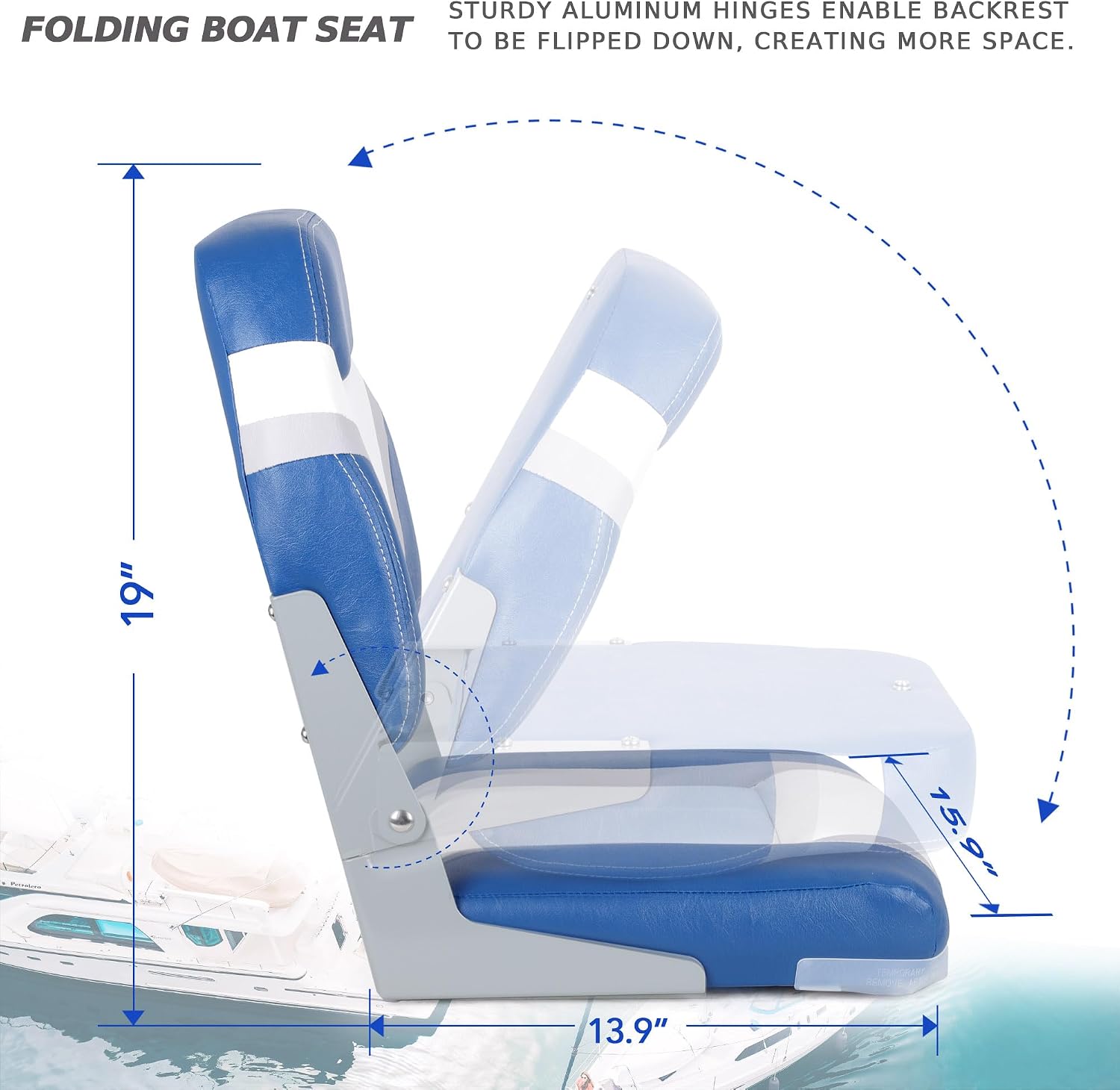 NORTHCAPTAIN T1 Deluxe Low Back Folding Fishing Boat Seats 2 Pack - Premium Bass/Jon/Pontoon Boat Chairs,4 Mounting Screws Included