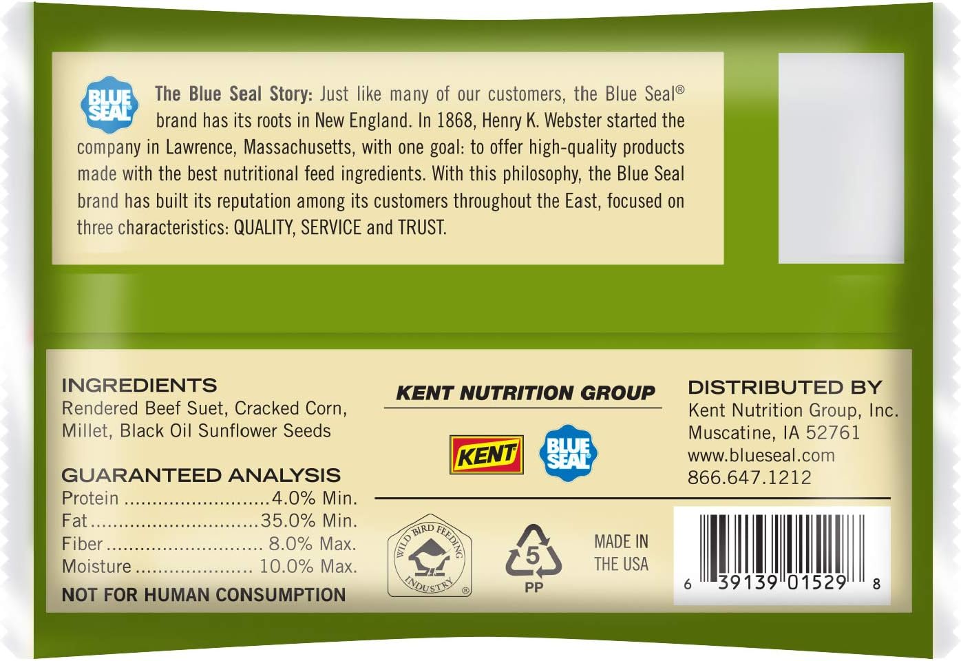 Blue Seal High Energy Suet Cakes for Wild Birds - No Mess Suet Feed, Food for Woodpeckers, Cardinals, Siskins, Sparrows & More - 11oz Suet Feeder