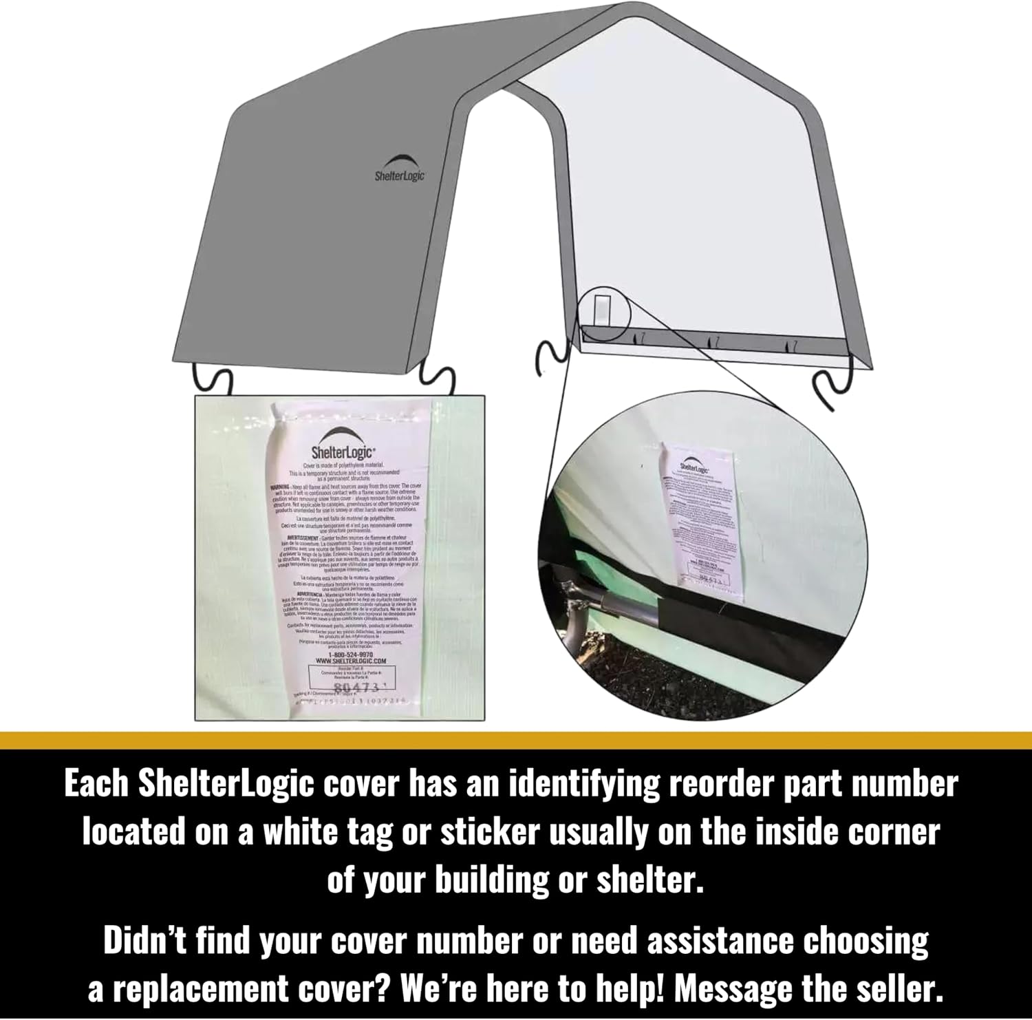 ShelterLogic Replacement Cover Kit Only No Frame-12x20x8 Peak 805119 for Models 62691,62791,62678 (14.5oz Gray)
