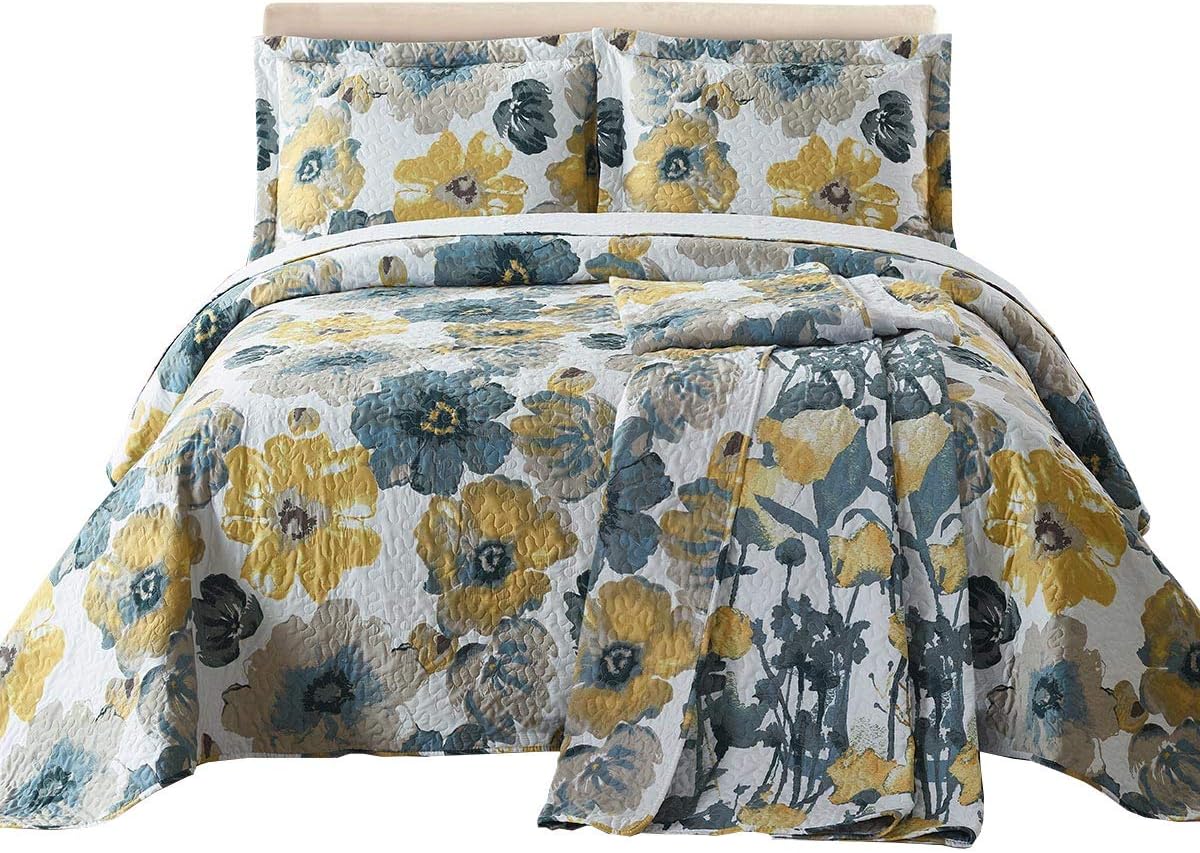 Royal Hotel Ayat Birds Oversized Coverlet Set Queen Size – Luxury Queen Quilt Bedspread, All Season Soft Filled Quilts