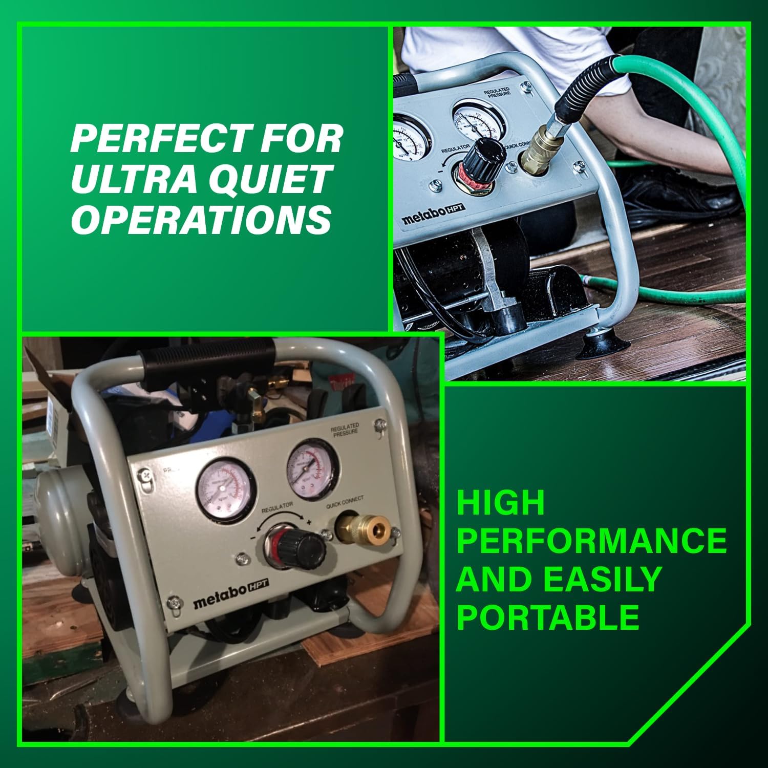 Metabo HPT Quiet Air Compressor, Portable 1 Gallon Oil-Free Air Compressor, Ultra-Quiet Operation at 59 dB