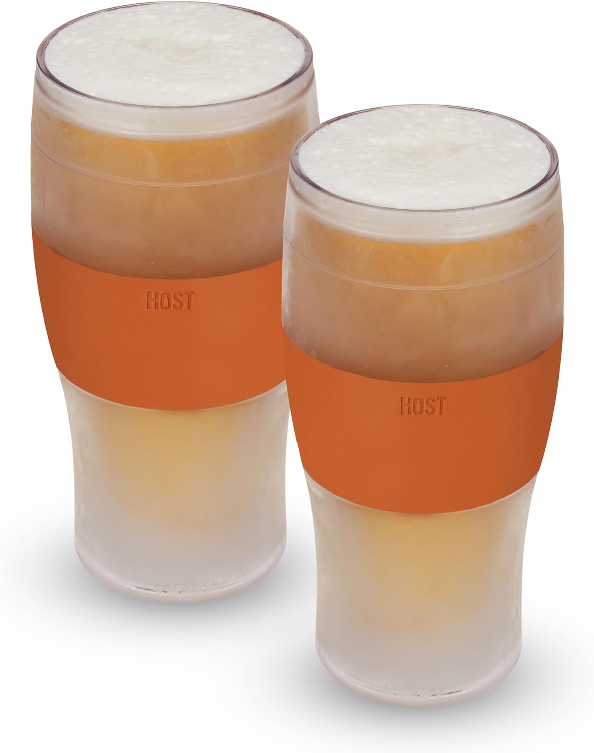 Host FREEZE Beer Glasses, Frozen Beer Mugs, Freezable Pint Glass Set, Insulated Pint Glass to Keep Your Drinks Cold, Double Walled Insulated Glasses