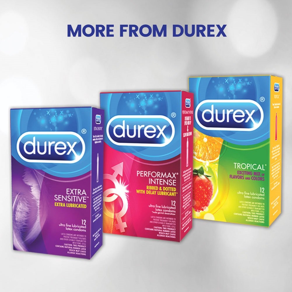 Durex Extra Sensitive Thin Condoms, Lubricated Latex Condoms for Men, 12 Count