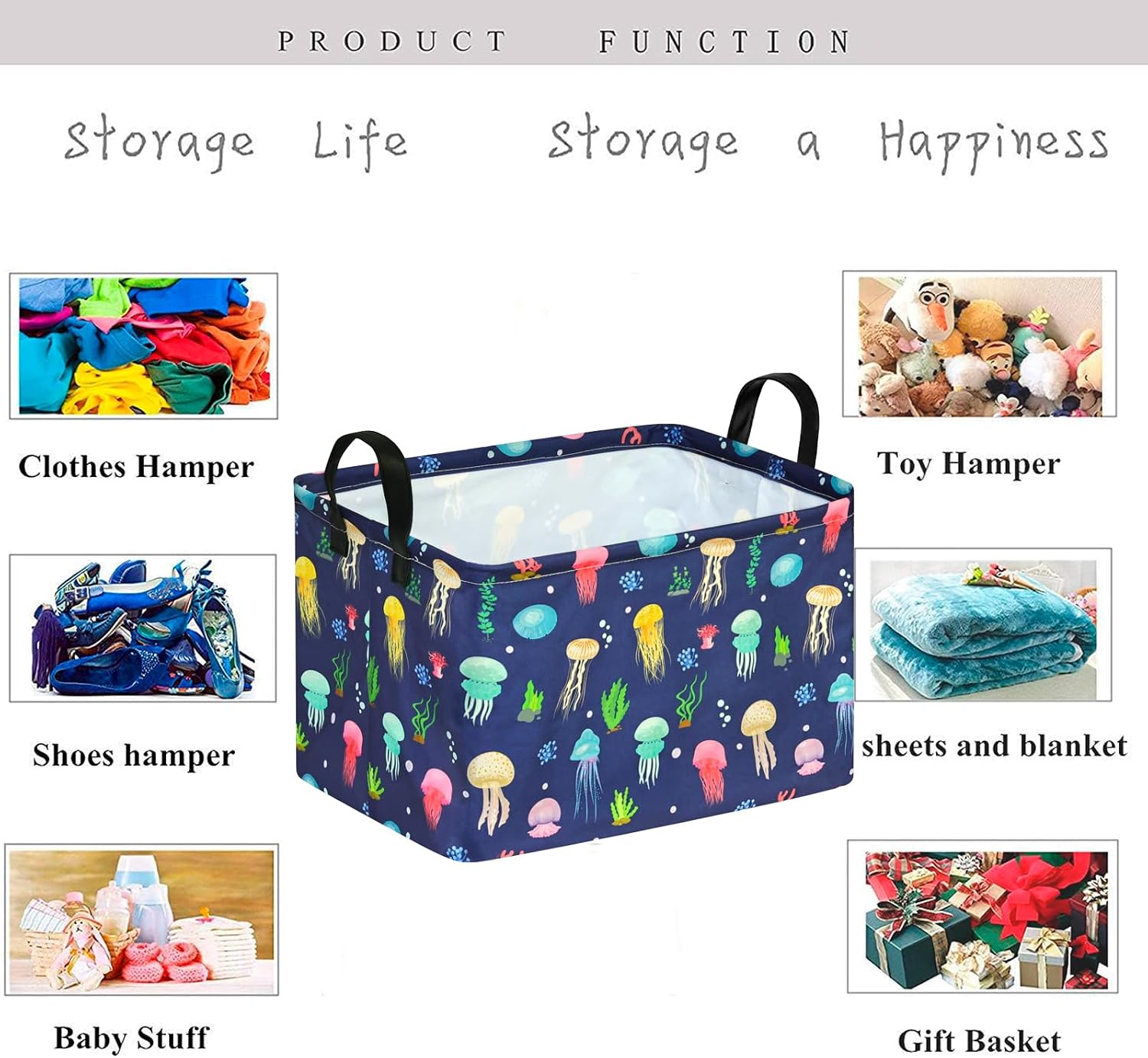 Kid Storage Basket Gift Shelf Basket Toy Storage Bin, Nursery Basket Organizer Box for Children Room Deco With Handles (Grey deer)