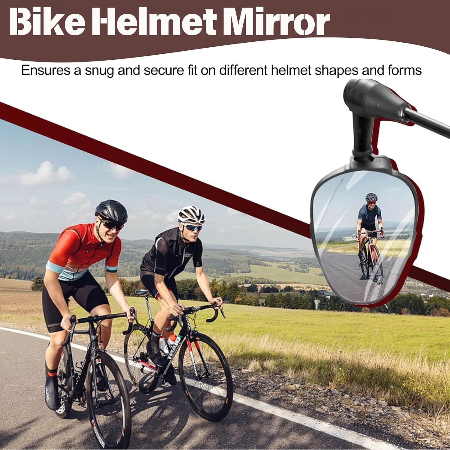 Biking Mirror for Helmet Helmet Mirror, Helmet Safety Rearview Mirror, Mountain Road Cycling Rear View Mirror for All Helmet Sizes