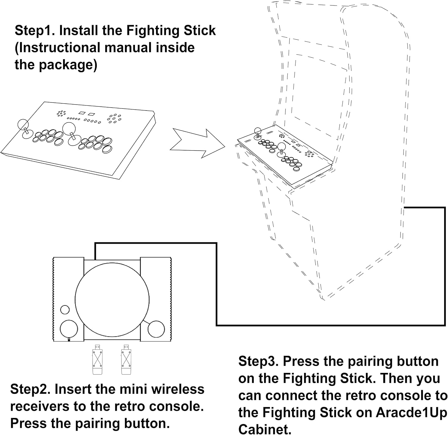 Mini Retro Console Fighting Stick for Arcade1Up Cabinet