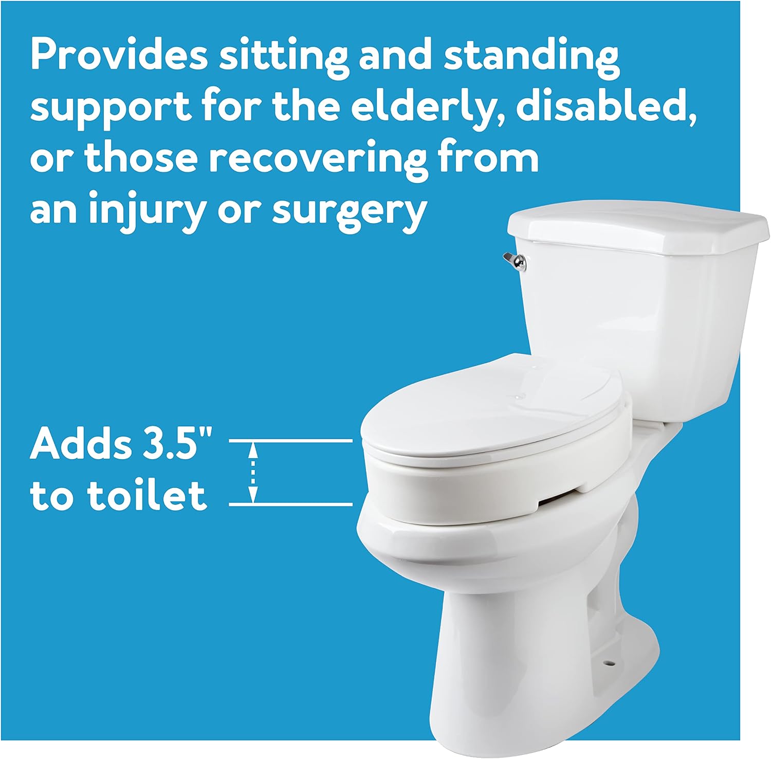 Carex Hinged Round Raised Toilet Seat Riser, Adds 3.5 Inches of Height, 300 lbs Capacity, Elevating and Raising Seat for Elderly and Handicap, Universal, Slip-Resistant, White.