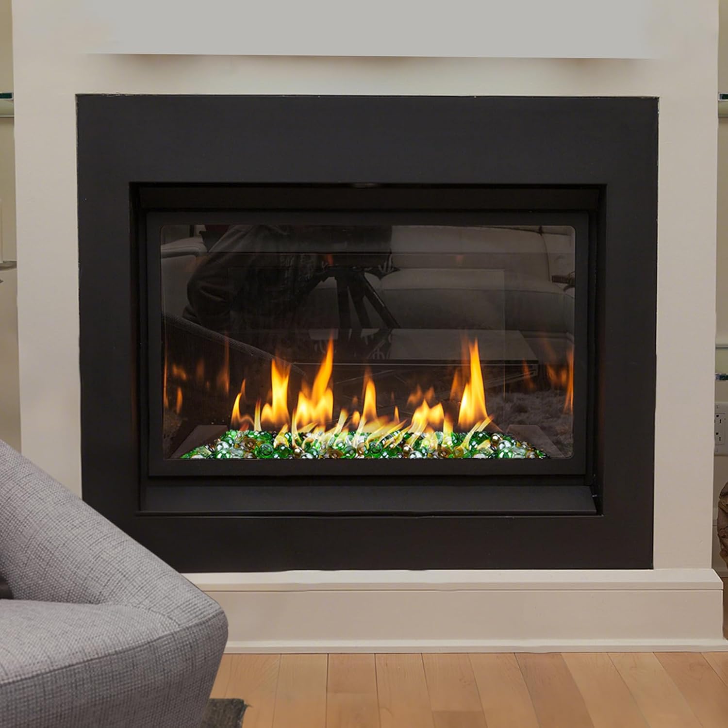 Skyflame 10-Pound Fire Glass Beads for Fire Pit Fireplace, Onyx Black