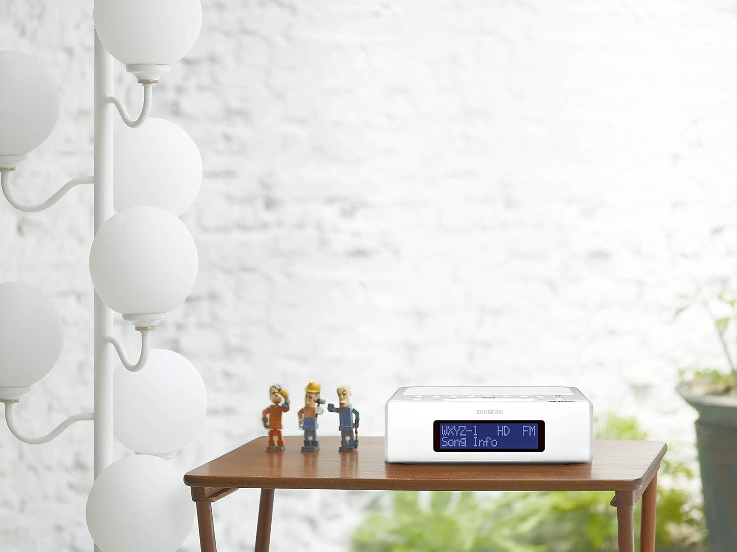 Sangean HDR-15 AM/FM Digital Tuning Clock Radio with USB Phone Charging, White