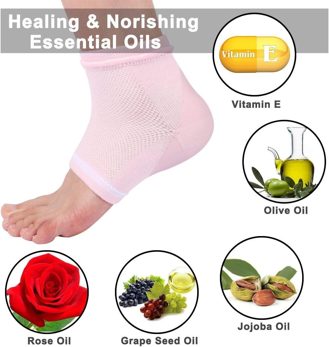 Codream Vented Moisturizing Socks Lotion Gel for Dry Cracked Heels 2 Pairs | Spa Gel Socks Humectant Moisturizer Heel Balm Foot Treatment Care Heel