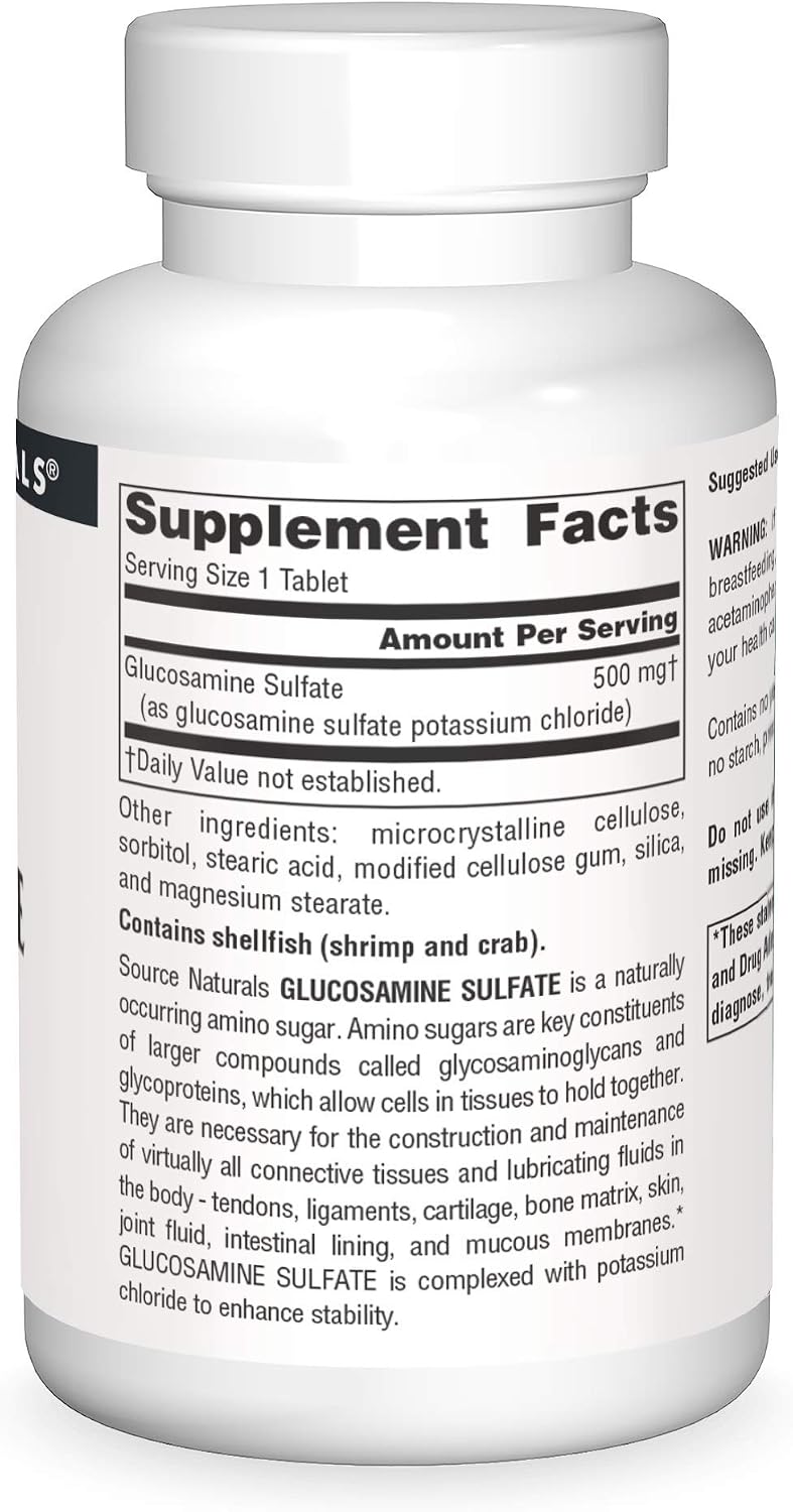 Source Naturals Glucosamine Sulfate, Sodium-Free, for Joint Support, 500 mg - 120 Tablets