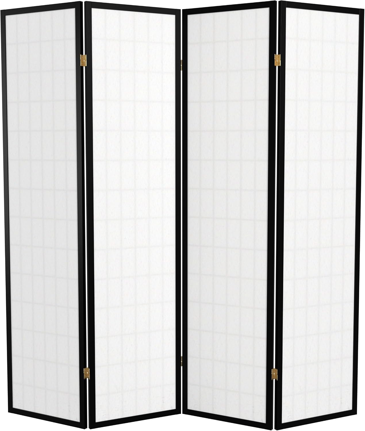 Red Lantern 6 ft. Tall Window Pane Shoji Screen - Walnut - 5 Panels