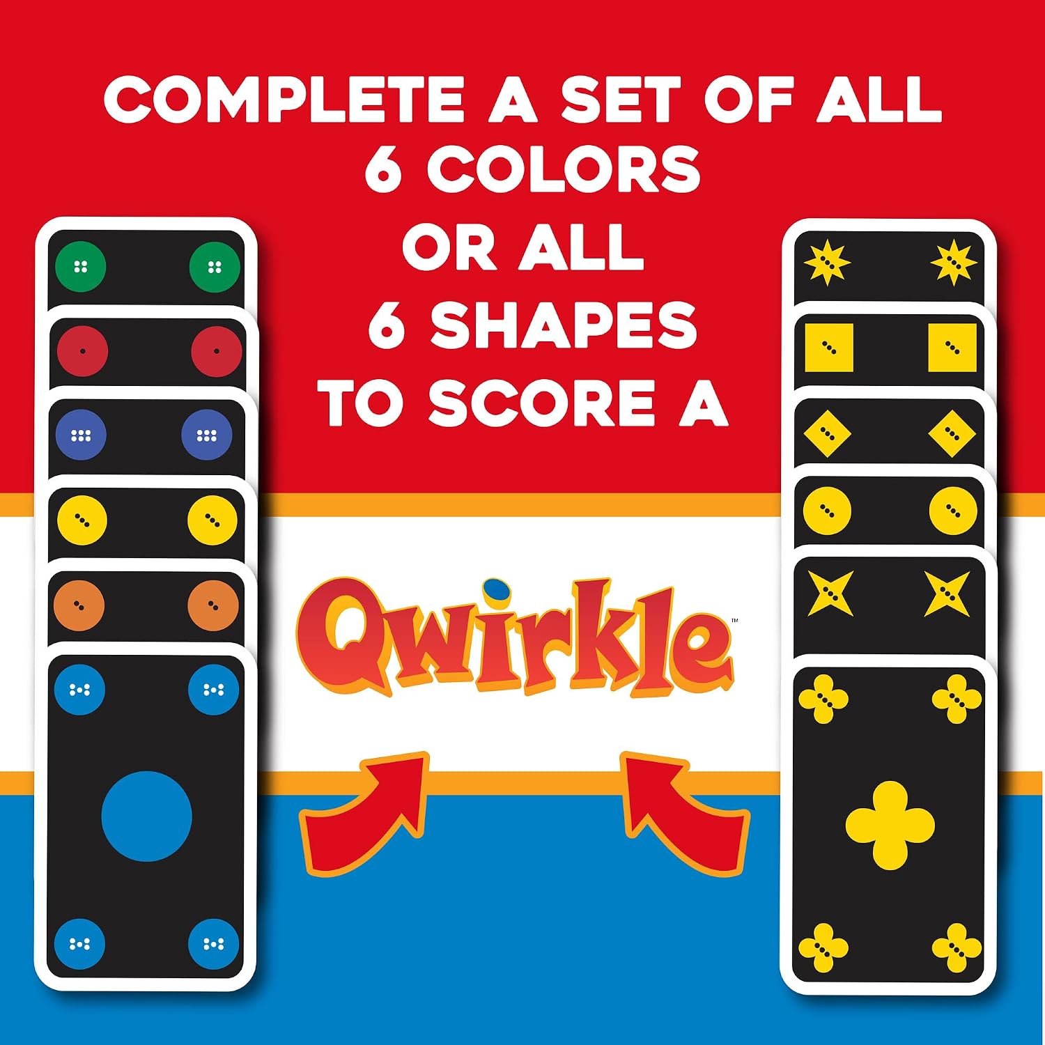 MindWare Qwirkle Rummy Card Game - Strategy Games for Adults and Family - Fun Family Games & Party Games for Adults - Match Shapes & Colors