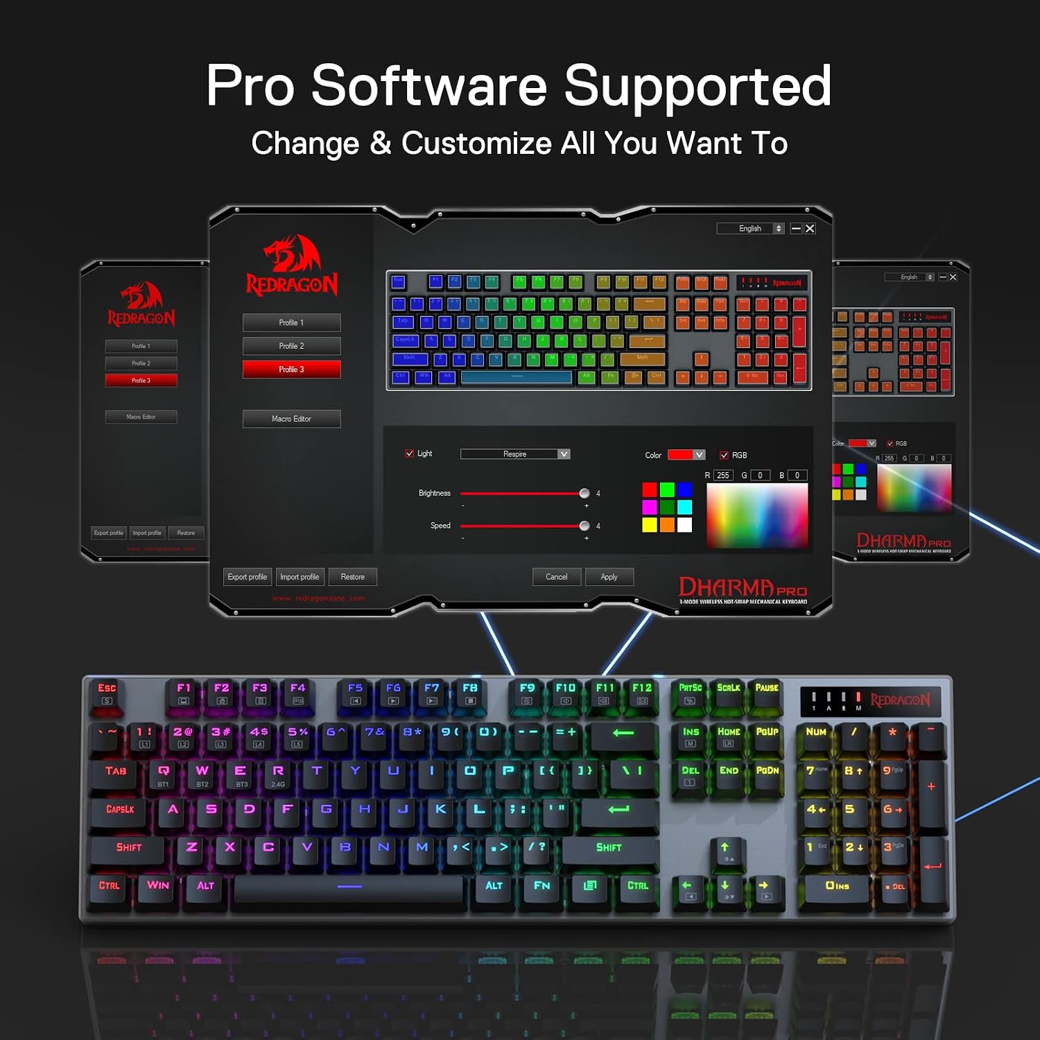 Redragon K556 Wired RGB Mechanical Gaming Keyboard, 104-Key Aluminum Board | Rock-Solid Metal Build, 20 Backlits Immersive ESports Vibe, Hot-swap Comfortable Tactile Brown Switch for Long-Time Typing