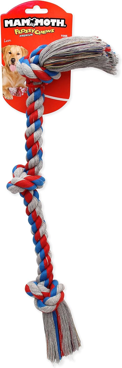 Mammoth Flossy Chews Color Rope Tug – Premium Cotton-Poly Tug Toy for Dogs – Interactive Dog Rope Toy – Tug Dog Chew Toy