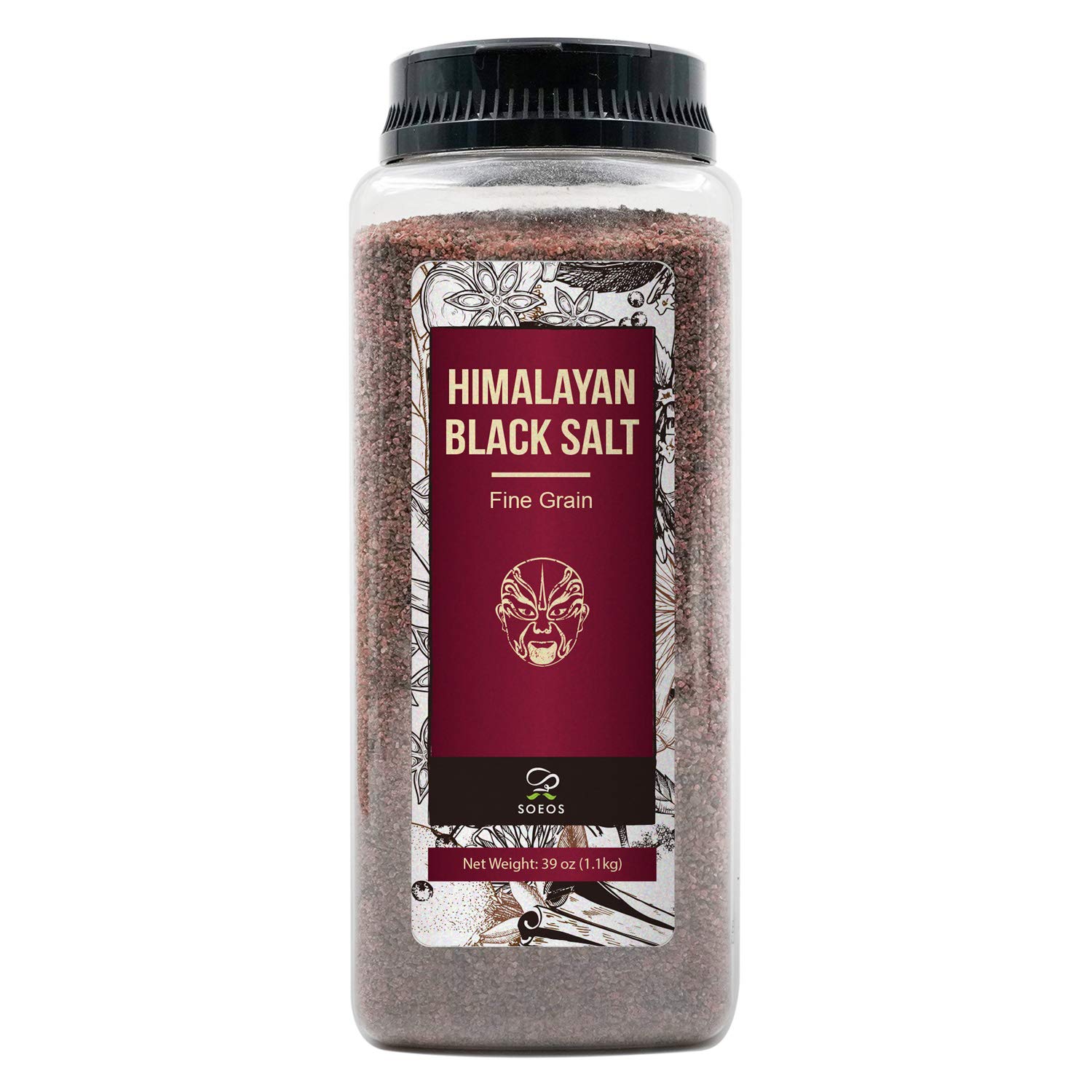 Soeos Black Salt, Coarse Grain, 2.4 LB(39 Oz), Natural Faux Egg Flavor